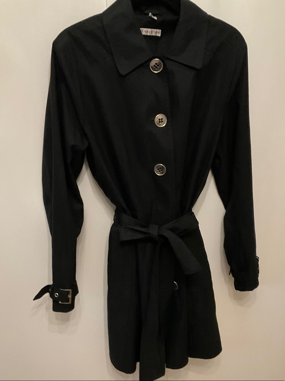 Pendleton Black Long-Sleeve Belted Dress Coat